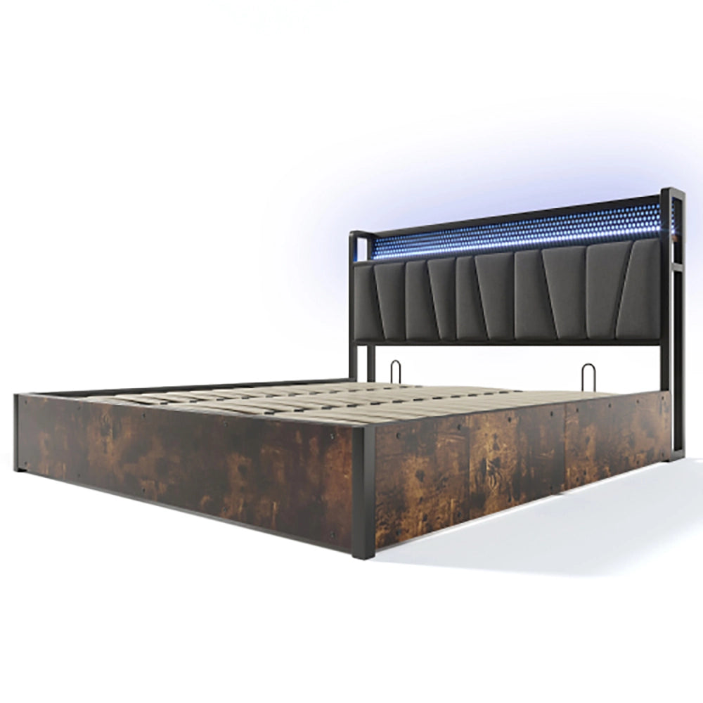 Letto matrimoniale imbottito con LED - Xylo - 180x200 cm - Grigio - Controllo App