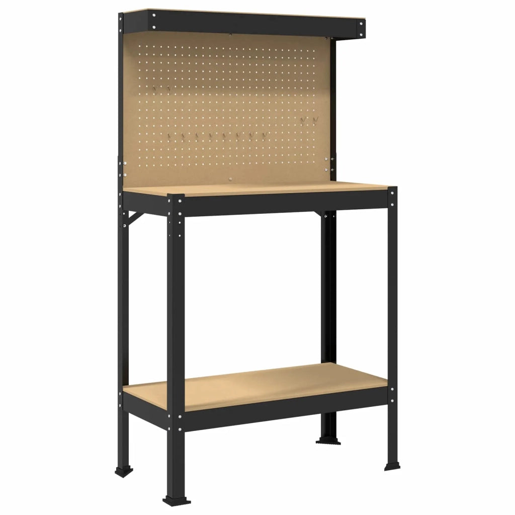Banco da lavoro con lo scaffale Nero 81 x 41 x 145 cm 42020131