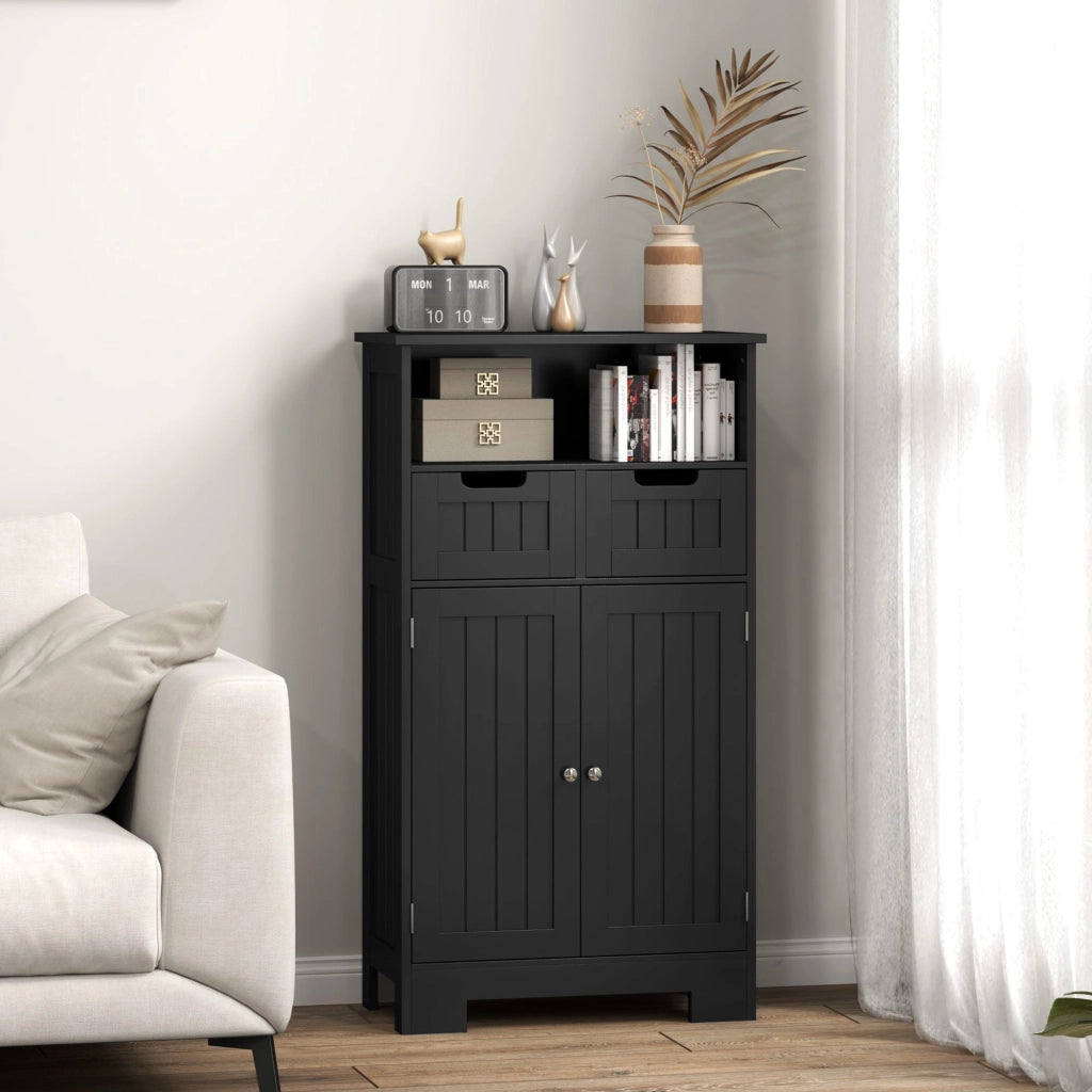 Mobile Bagno Sottolavabo con 2 Ante e 2 Cassetti ¨C zephmum ¨C Nero 60x30x50 cm