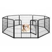 Recinto per cani set di 8 pannelli 79 x 60 cm facile da montare design robusto uso interno/esterno metallo nero 20_0011733