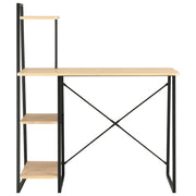 Scrivania con Mensole-Scrivanie per ufficio e studio Nera e Rovere 102x50x117 cm