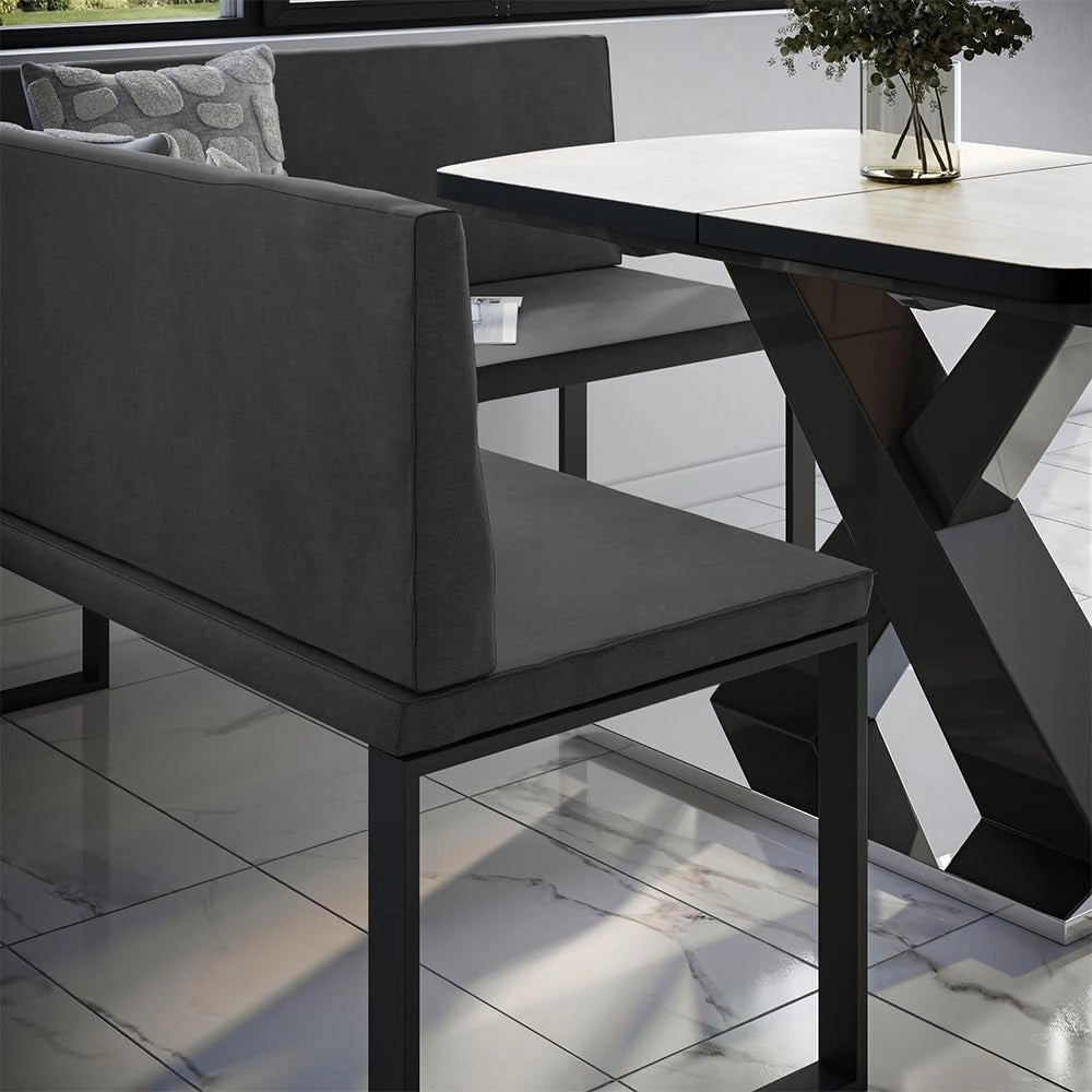 panca ad angolo Ravon, Antracite, 150 x 150 cm, adatta come panca da pranzo per cucine e zone pranzo