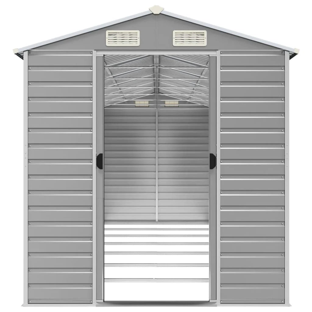Casetta da giardino cabina ripostiglio capanno da esterno capanno per attrezzi robusta colore chiaro 191 x 640 x 198 cm acciaio zincato grigio 02_0022247
