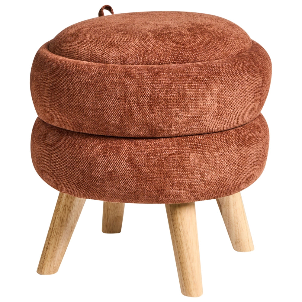 Pouf in ciniglia marrone dorato 40 x 41 cm con sgabello portaoggetti Design moderno