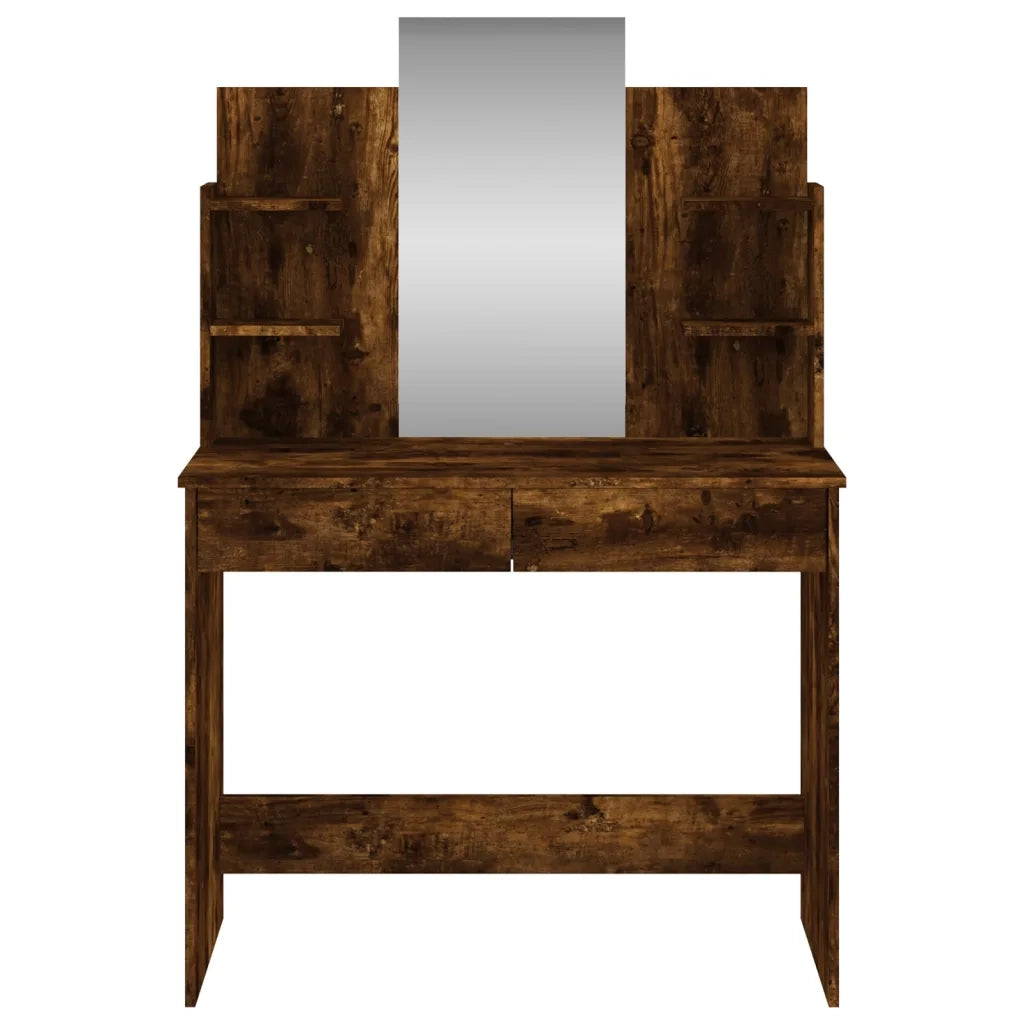 Toeletta con Specchio Rovere Fumo 96x39x142 cm 837579
