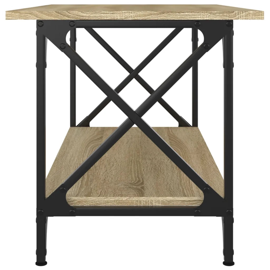 Tavolino Rovere Sonoma 80x45x45 cm in Legno Multistrato e Ferro 823323