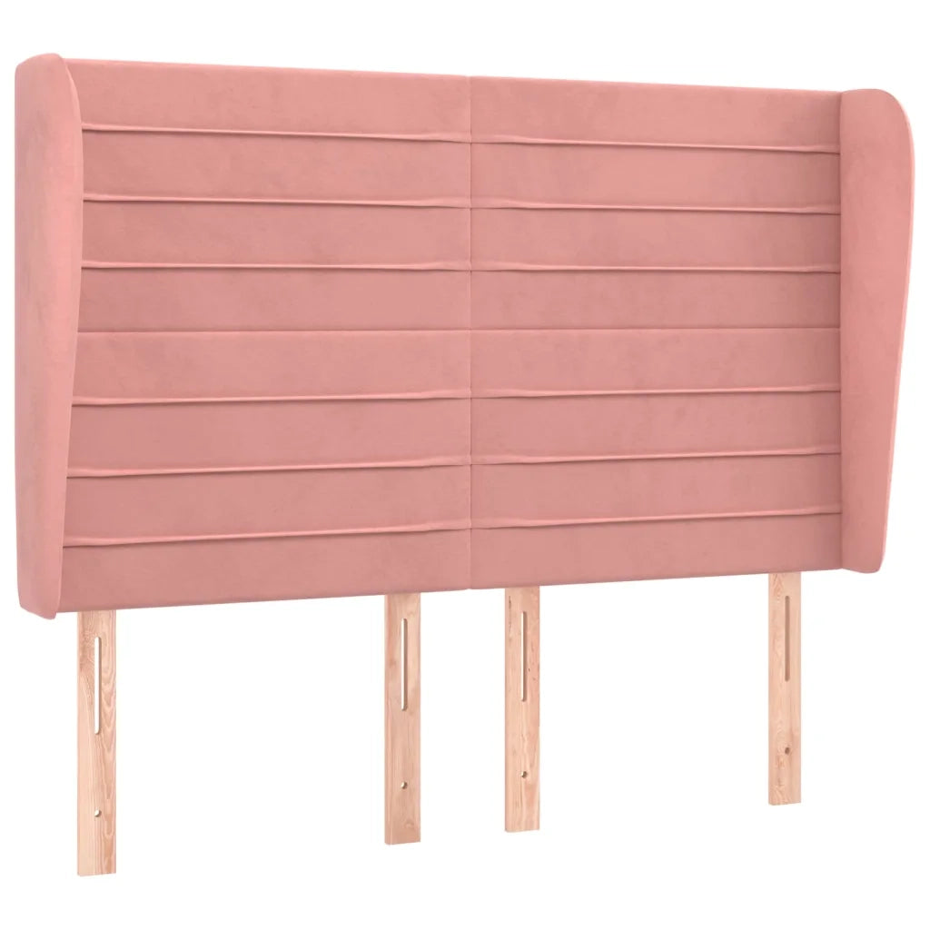 Testiera | Testata ad Orecchio Rosa 147x23x118/128 cm in Velluto