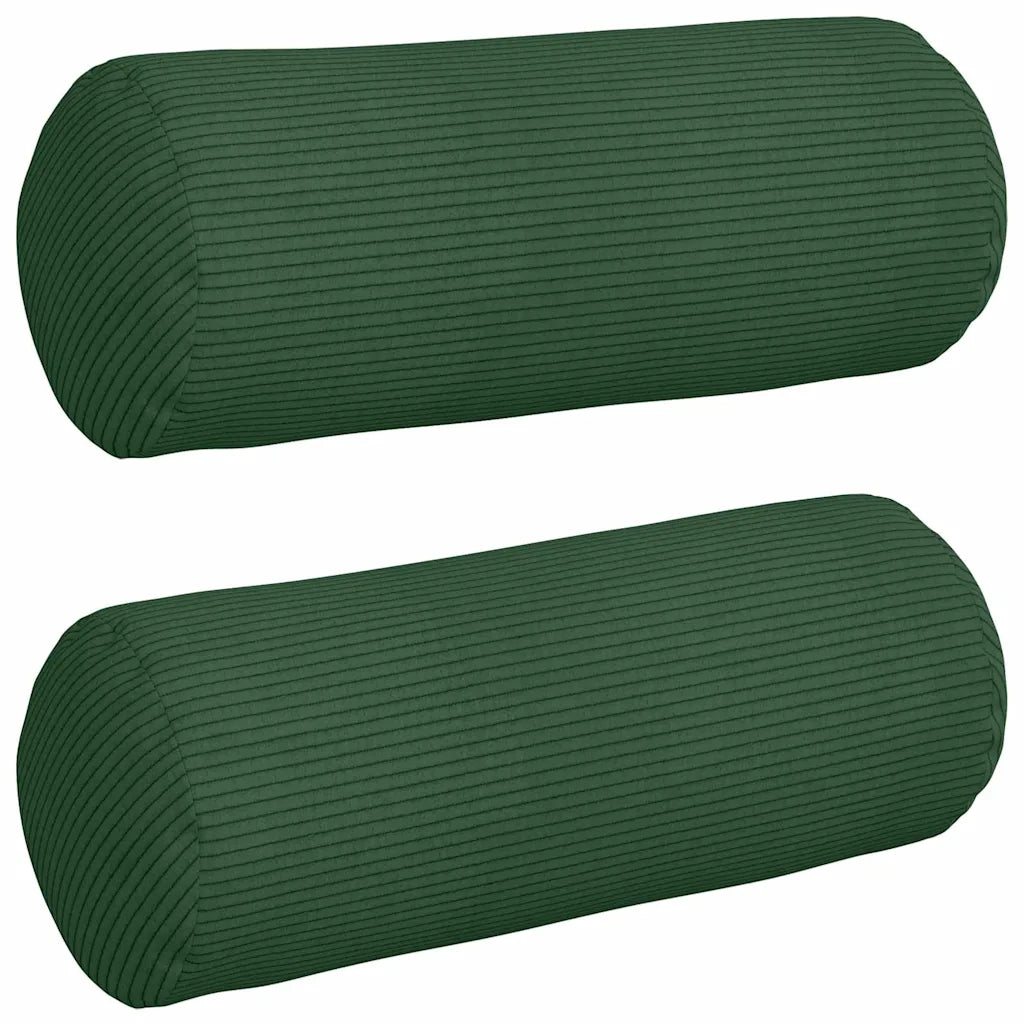 Cuscini a rullo 2 pcs Verde Scuro Ø 15 x 40 cm Tessuto in Cords