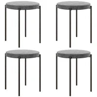 Set di 4 Sgabelli da Cucina Impilabili, Finitura Vellutata, Capacità di 100 kg, Telaio in Acciaio, 41,5 x 41,5 x 46 cm, Grigio Scuro