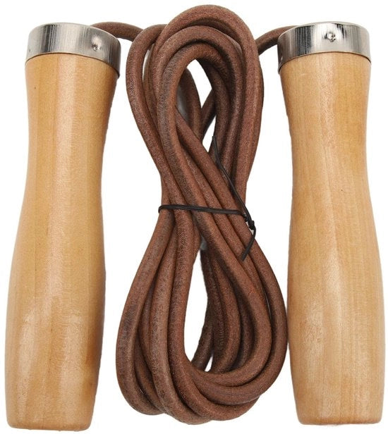 Tou di fitness in legno con manubrio portatile - Adatto per allenamento aerobico - Ideale per HIIT - Manubrio comodo - Corda per allenamento