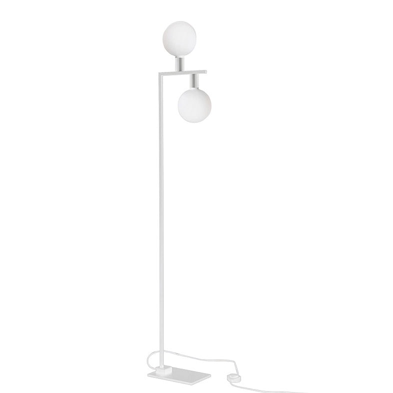 Piantana Twin da Terra con Attacco E27 per Interni - Struttura in Metallo Bianco Opaco 75W IP20 - Design Decorativo - Rossini Group
