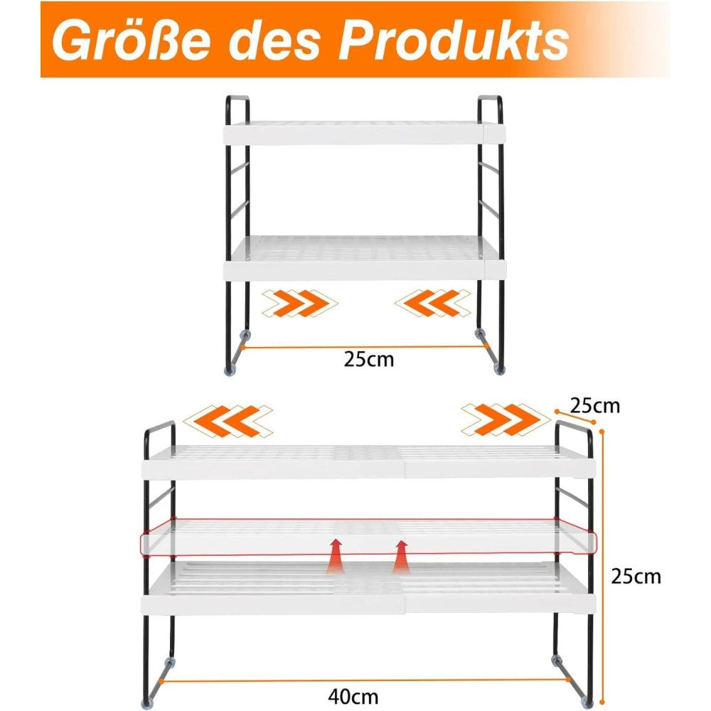 Trade Shop - Mensola Estendibile Organizer Da Cucina Portaspezie Scaffale A 3 Ripiani Multius -