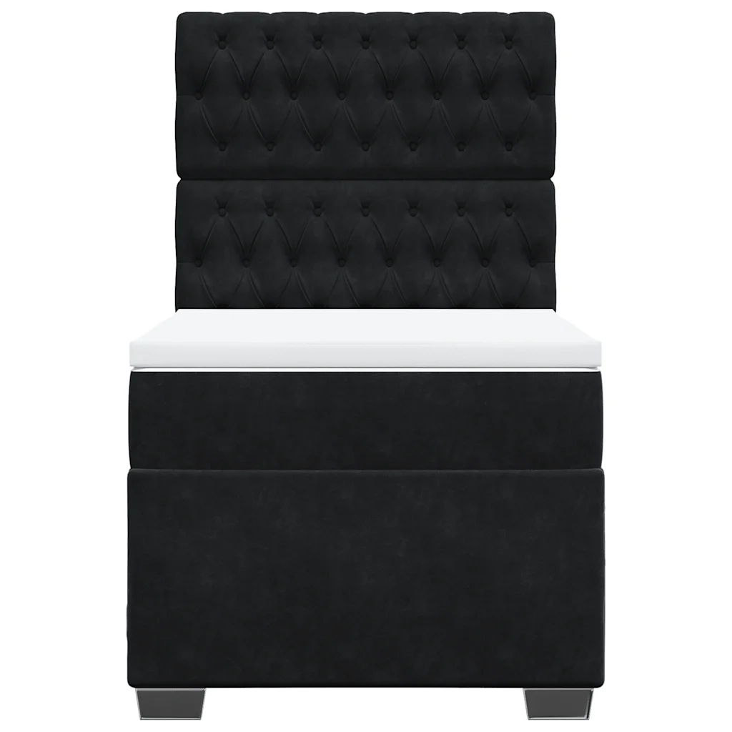 Giroletto a Molle con Materasso Nero 80x200 cm in Velluto 3293070