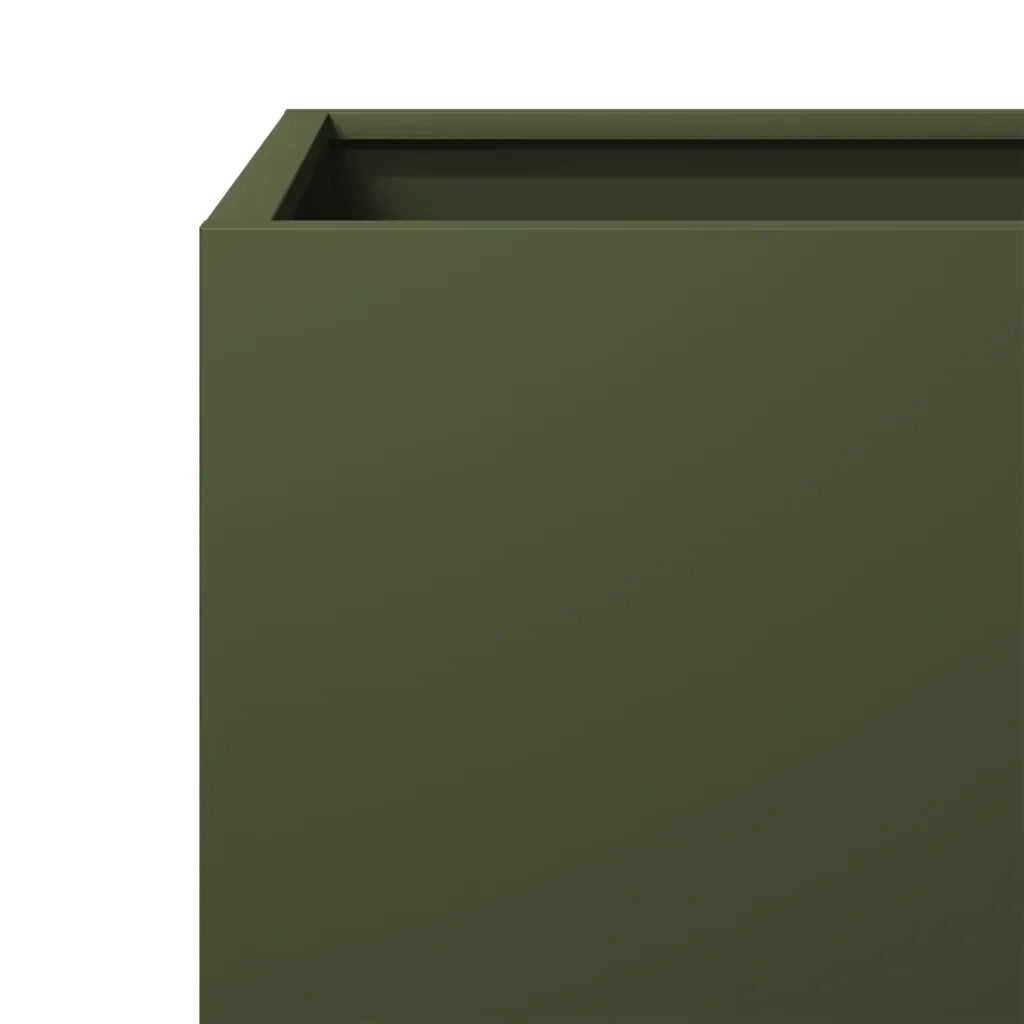 Fioriere da Giardino 2 pz Verde Oliva 30x30x30 cm in Acciaio 851192