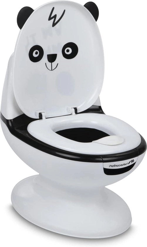 Mini WC per Addestramento alla Pulizia per Bambini di 1-4 anni - Realistico con Coperchio - Suono di Scarico - Pedale in Gomma - Modello Panda
