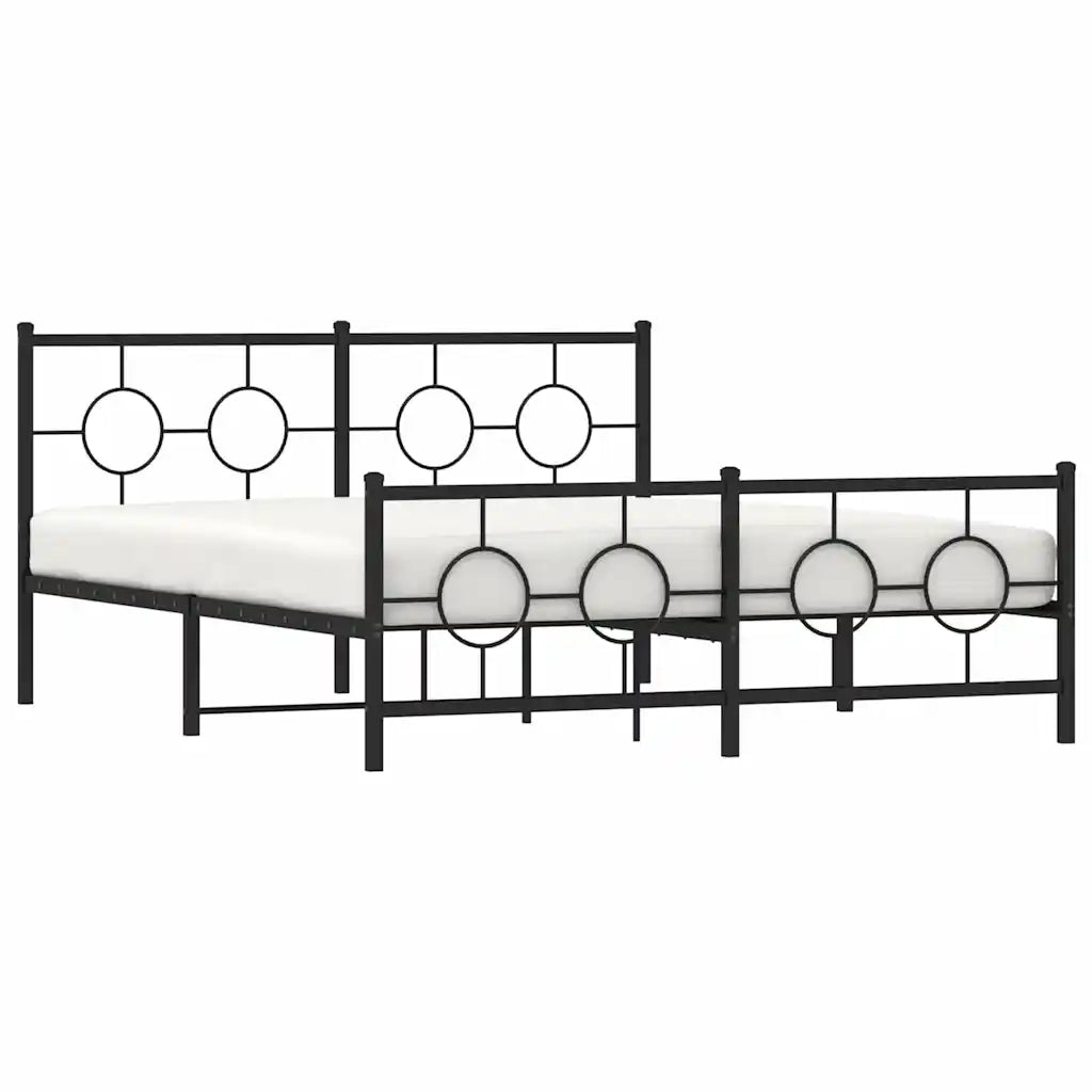 Giroletto con Testiera e Pediera Metallo Nero 150x200 cm 376246