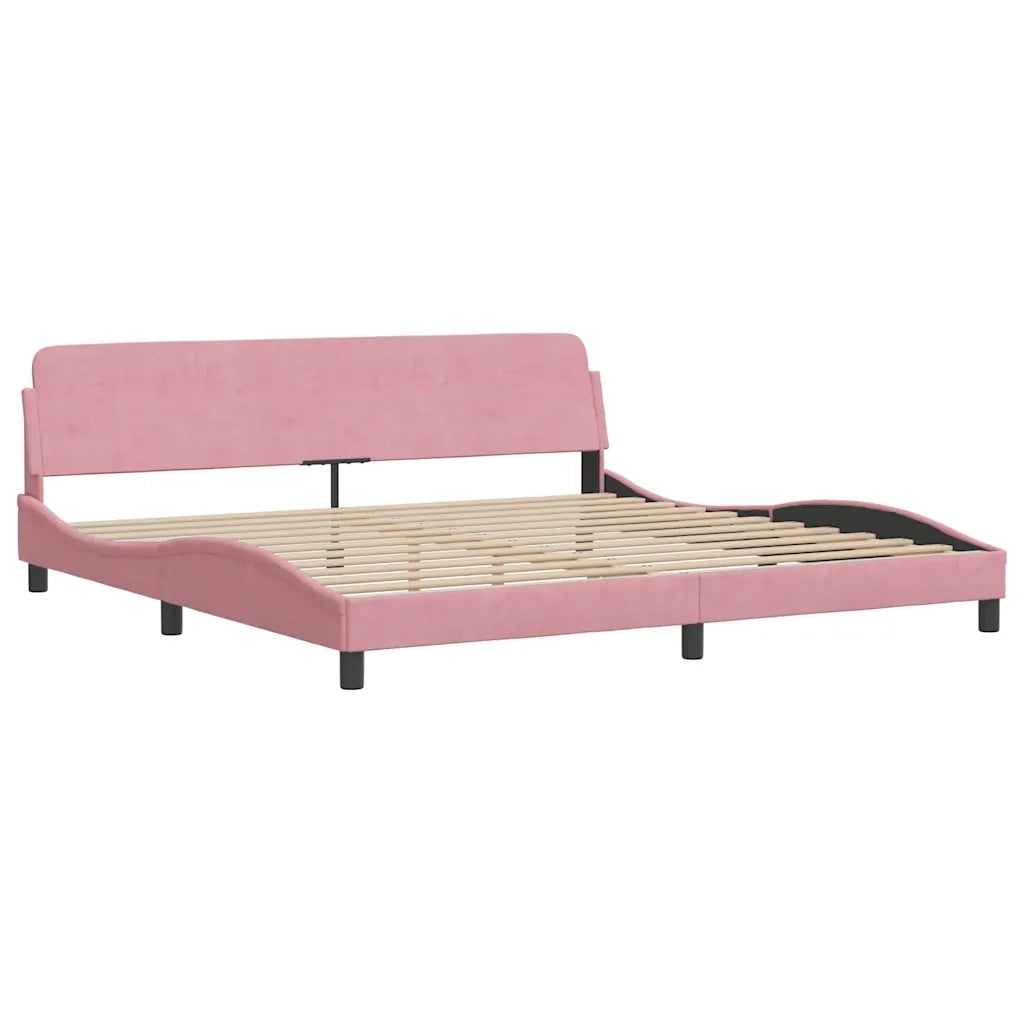 Letto matrimoniale | Letto per adulti | Giroletto con LED senza Materasso Hanko Rosa 200x200 cm in Velluto