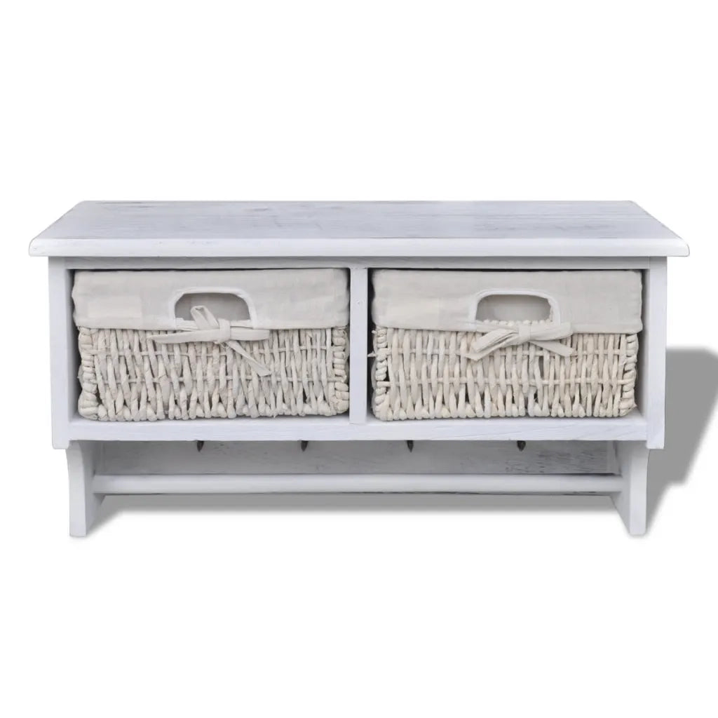 Mensola da Parete Bianca 60x23,5x33 cm in Legno di Paulownia 240792