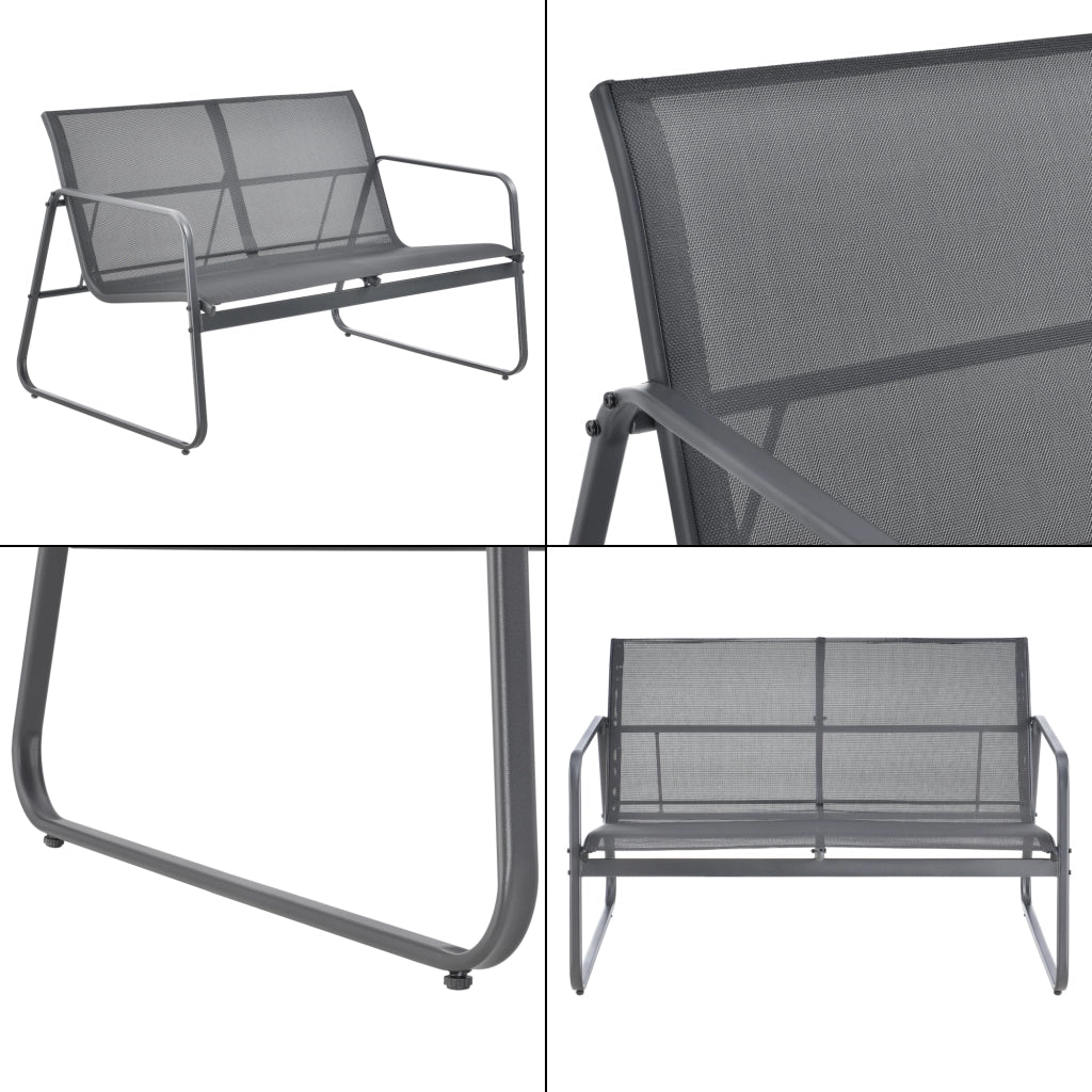 Set Palencia di Mobili da Giardino Tavolino Divano e 2 Sedie da Esterno - Grigio Scuro/Nero [en.casa]