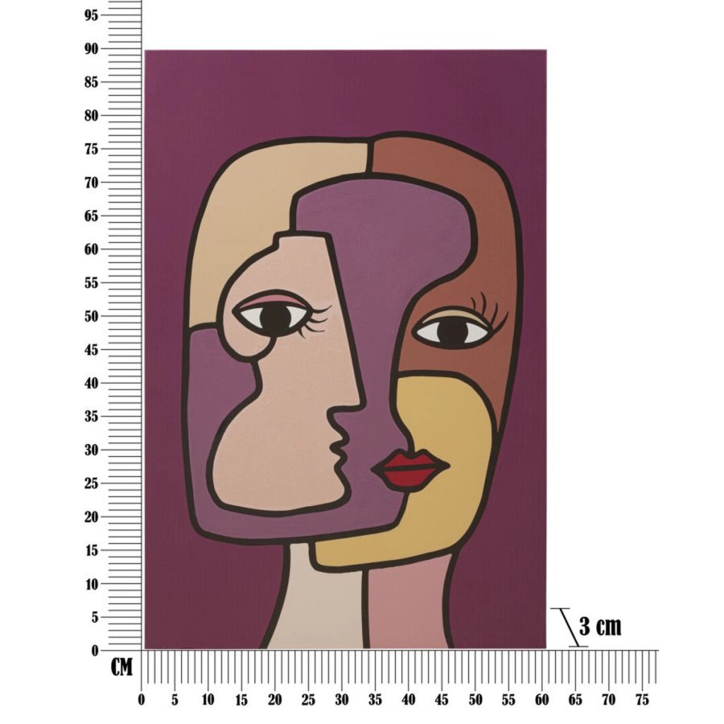Stampa su Tela Viso 13, Multicolore, Legno, 60x3x90 cm