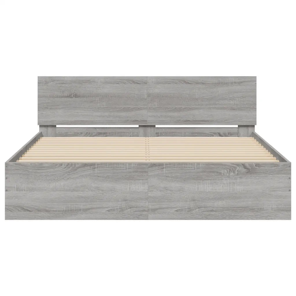 Giroletto con Testiera e LED-Struttura Letto con testiera Grigio Sonoma 160x200 cm 406341