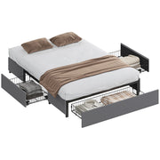Letto Matrimoniale 140x190 cm con Cassetti e Struttura in Metallo ¨C Zephmum ¨C Grigio