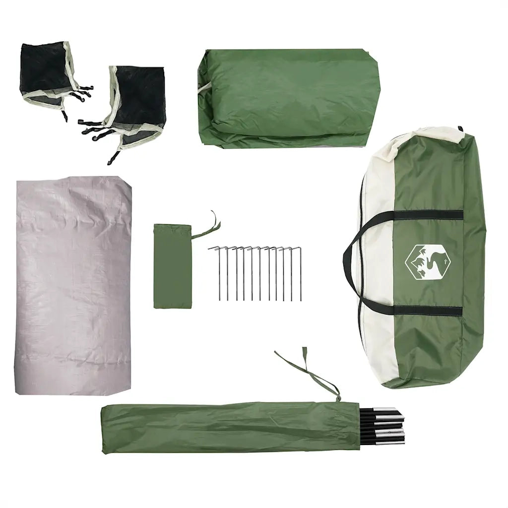 Tenda da Campeggio a Cabina per 4 Persone Verde Impermeabile