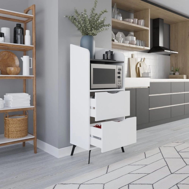Mobile multiuso Gorki con cassetti bianco e ripiano retro grey