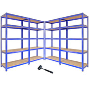 4 Scaffali in Acciaio Senza Bulloni T-Rax Blu Larghi 90cm per Garage