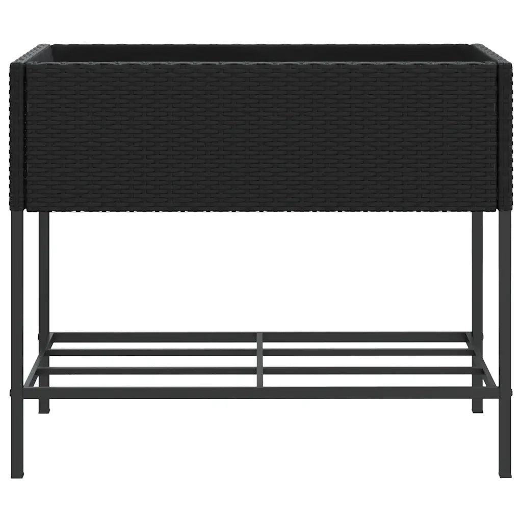 2 pz Fioriere | Cassetta per fiori | Vaso da Giardino con Ripiani Nere 90x40x75cm Polyrattan