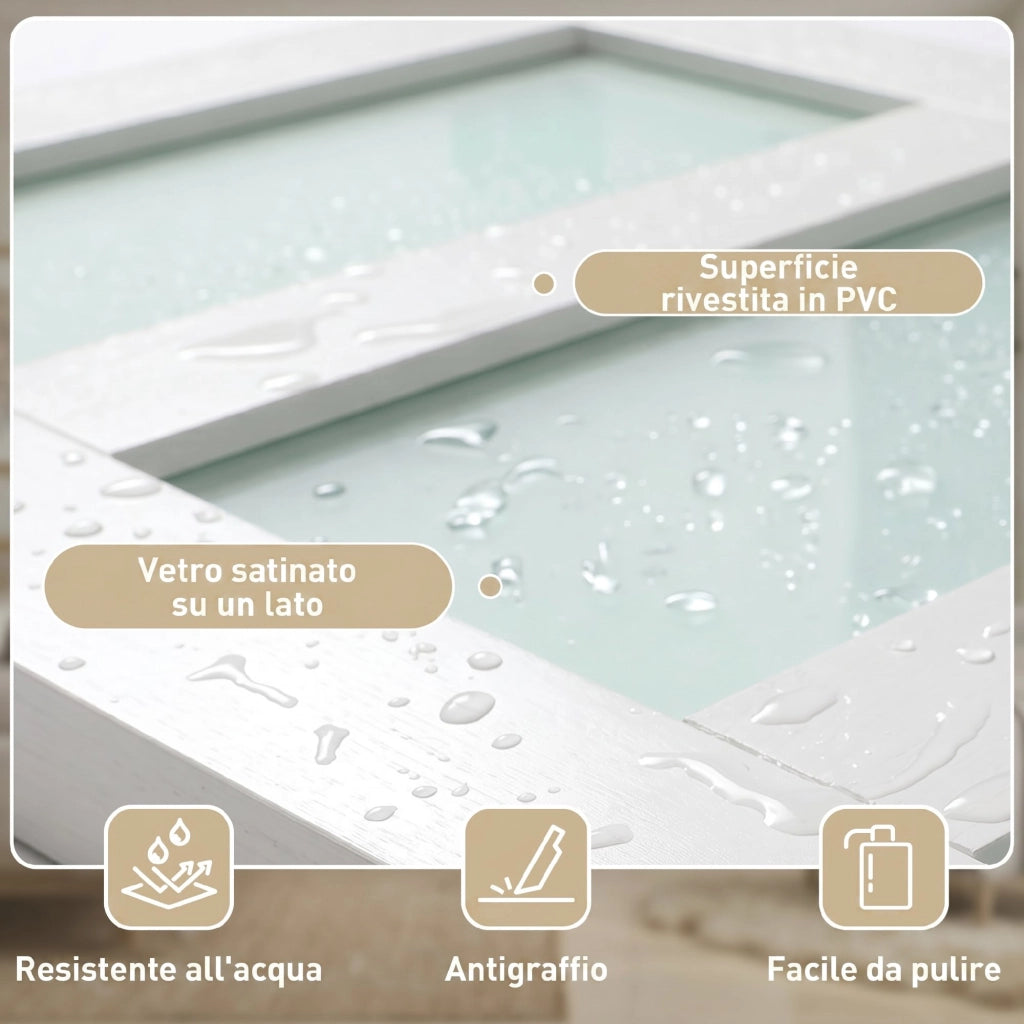 Porta Scorrevole con Kit Vetro Effetto Legno Bianco ¨C Xylo ¨C 91.4x213.4cm