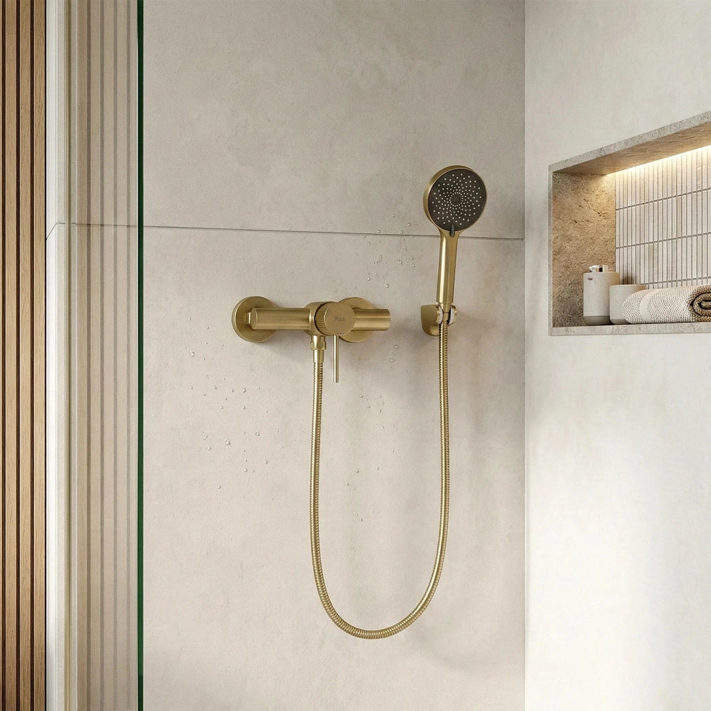 Rubinetto Doccia Rea Lungo Stripe Brush Gold