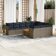 Set Divani da Giardino 11 pz con Cuscini in Polyrattan Grigio 3256173
