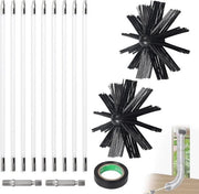 Set di spazzola per camino - 36 m, diametro 150 mm - Spazzola per camino - Spazzola per canna fumaria nylon - 9 steli flessibili - 410 mm - Da utilizzare con chiave inglese a batteria