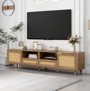 Mobile TV in rovere 200×37×49 cm con rattan sintetico e 2 cassetti