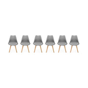Set 6 sedie scandinave imbottite, gambe in legno per sala da pranzo,