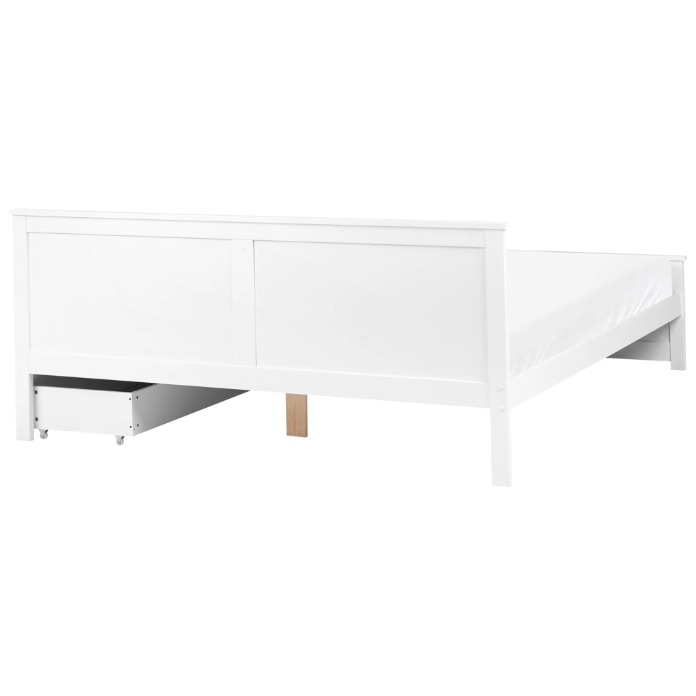 Letto matrimoniale in legno di Pino Bianco con 2 cassetti e testiera 180 x 200 cm stile minimalista