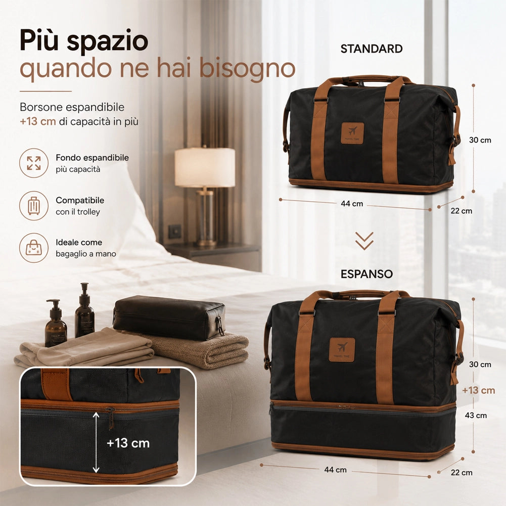Set 6 Pezzi Valigie Rigide Family in ABS Beauty Case Nero e Marrone 55/66/75cm