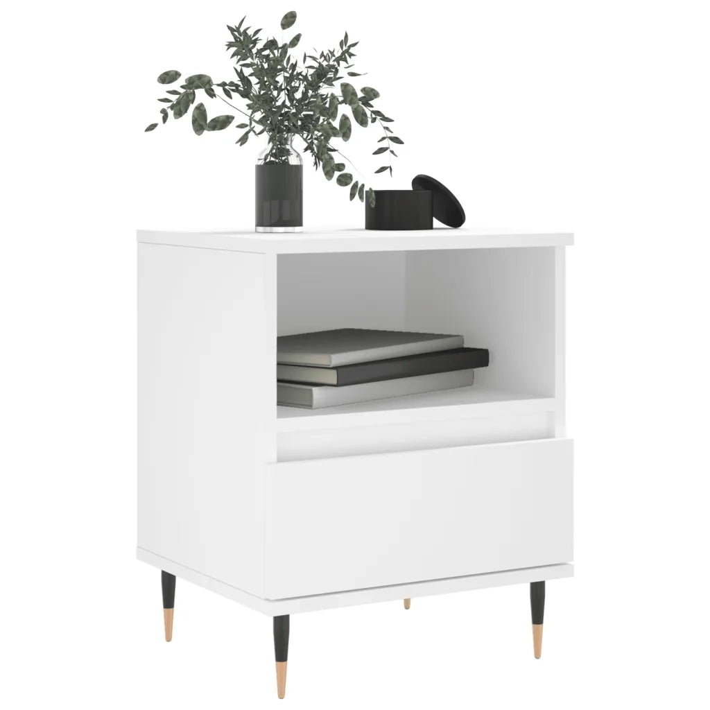 Set di 2 Comodini | Armadio da Notte | Mobiletto da notte Bianchi 40x35x50 cm in Legno Multistrato