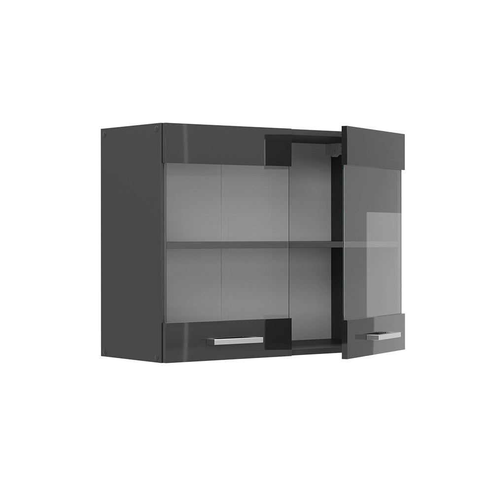 Vicco Mobile da cucina in vetro Antracite lucido 80 cm