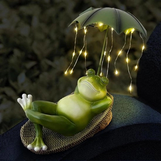 Statue di Rane da Giardino con Luci LED Acqua-Resistenti e Luci Magiche per Patio, Balcone e Casa Esterna