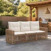 Set Divano da Giardino 3 pz Beige e Bianco Crema polyrattan 3435042