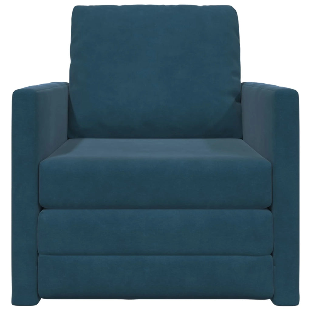 Divano letto | Sof¨¤ letto | Letto singolo Blu 74 x 77 x 81 cm Velluto
