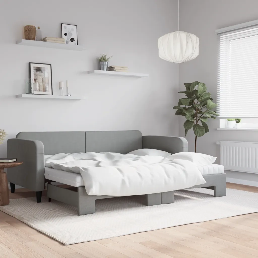 Divano Letto Estraibile Materassi Grigio Chiaro 90x200 Tessutocod mxl 106626