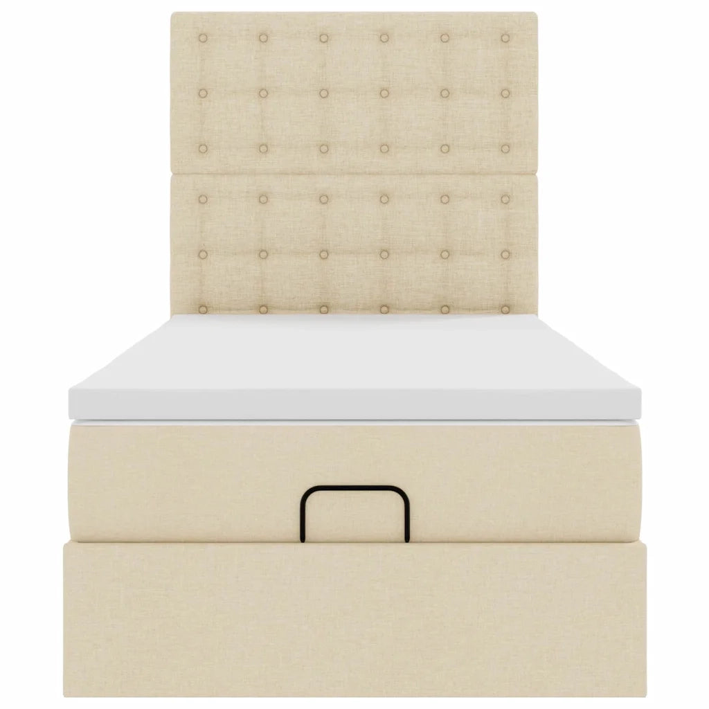Struttura Letto Pouf con Materasso Crema 80x200 cm in Tessuto 3313283