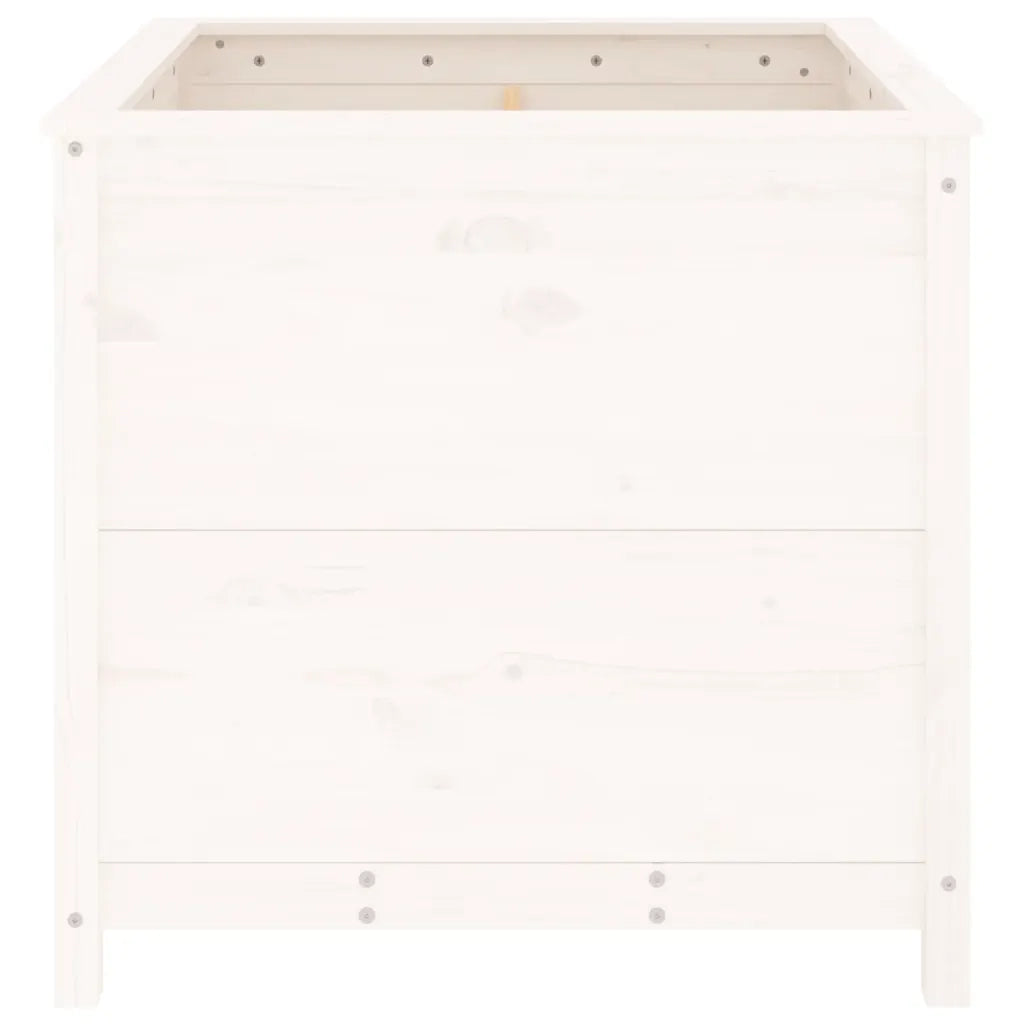 Fioriera da Giardino-Vaso da Esterno Bianca 82,5x82,5x78cm Legno Massello Pino