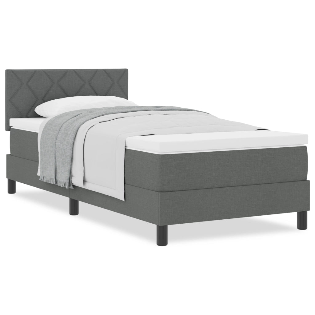 Letto a Molle con Materasso Grigio Scuro 100x200 cm Tessuto