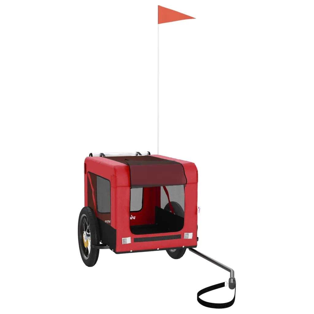 Rimorchio da Bici per Animali Rosso e Nero Oxford e Ferro CFW4479004