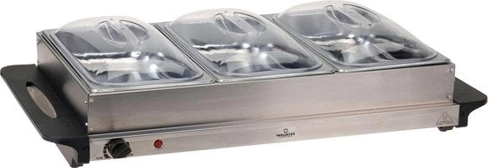 Piatto calore in acciaio inossidabile - 2 litri ciotole - 3 coperchi
