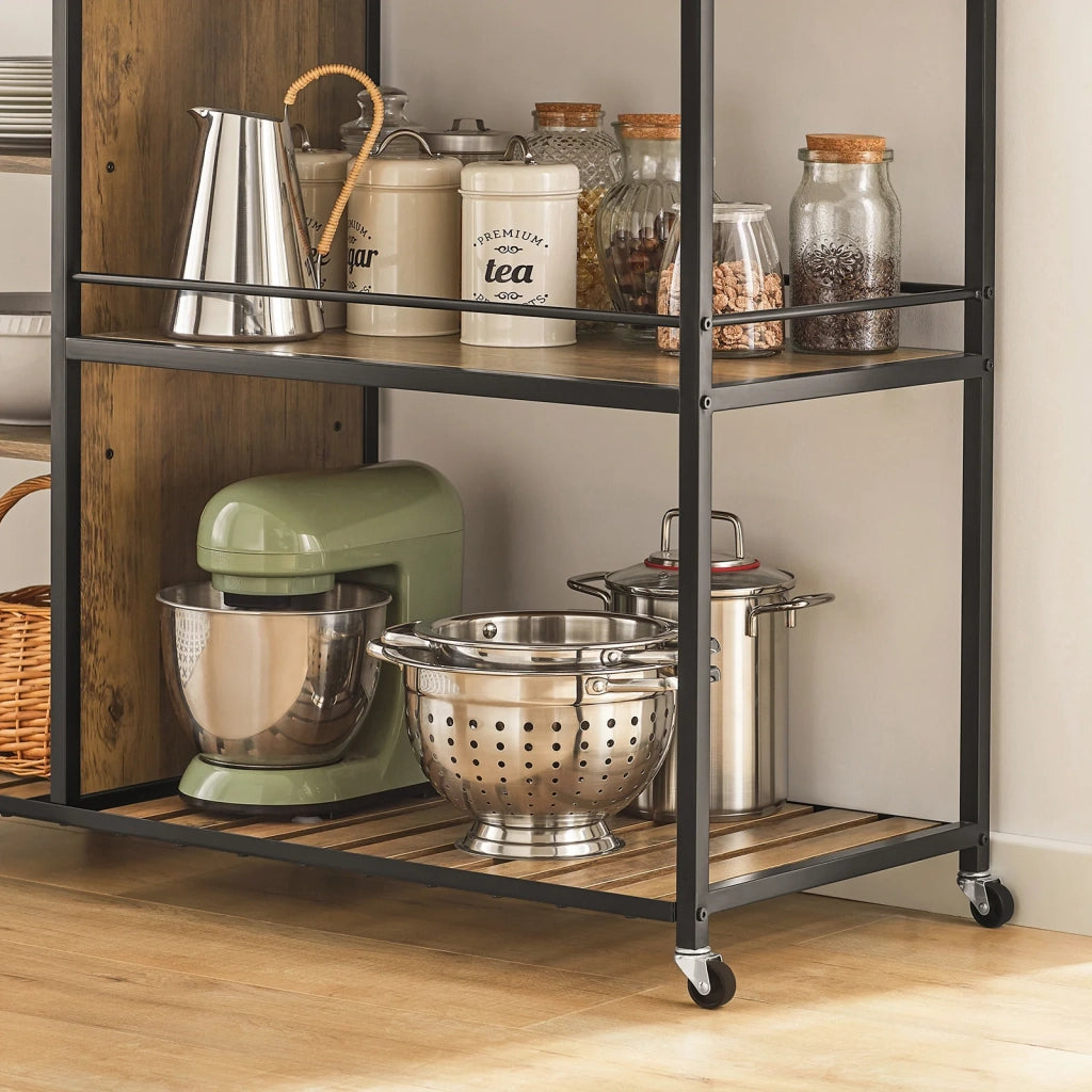 Carrello da portata con 5 ripiani Carrello laterale Carrello da cucina ripiano per microonde 110x45x92cm SVW18-F